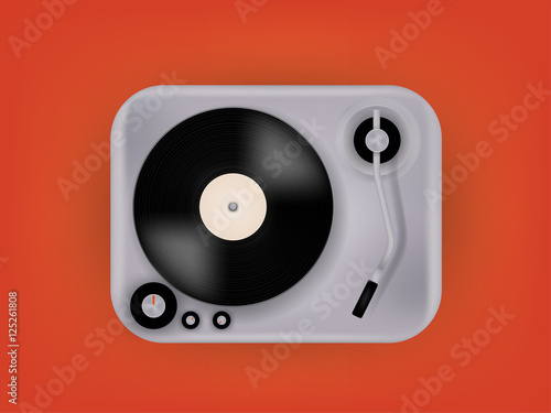 graphic design vector of gramophone vinyl record on record player phonograph, realistic retro design, vector art image illustration, music design concept