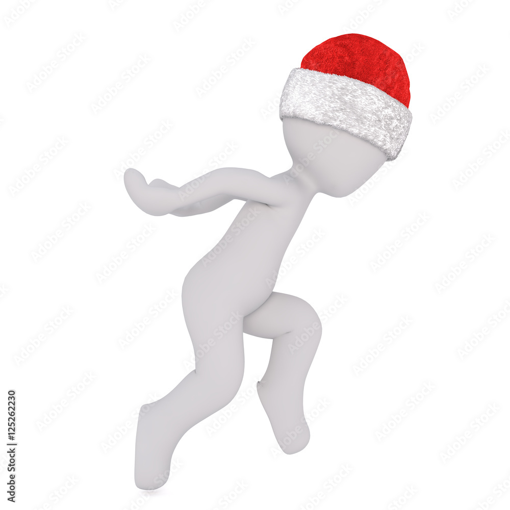 Side view of leaping figure over white background Side view of leaping figure over white background