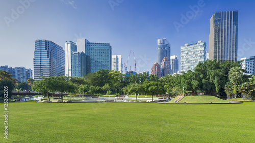 Photography cityscape and trees grassland garden park at the business town