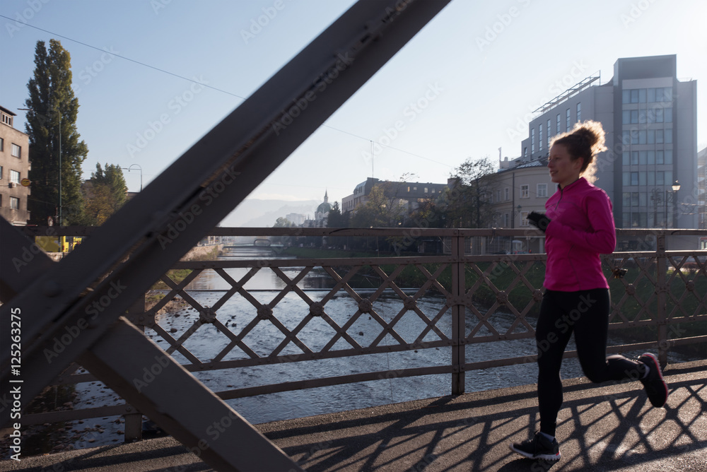 sporty woman jogging on morning sporty woman jogging on morning