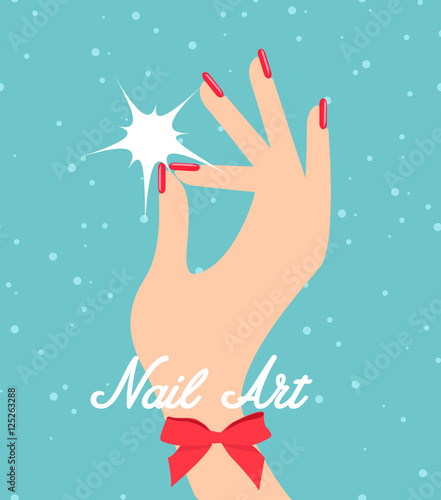 Woman hand with red fingernails
