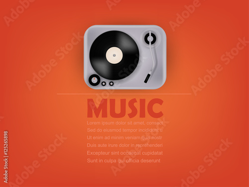 info graphic design vector of gramophone vinyl record on record player phonograph with  music text and copy space,realistic retro design, music design concept, music info graphic design poster 