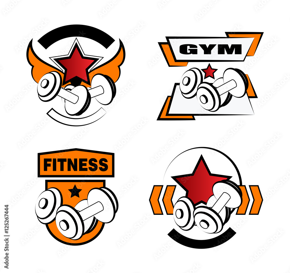 Set of various sports and fitness logo