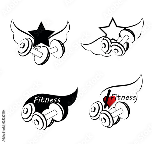 Set of various sports and fitness logo i