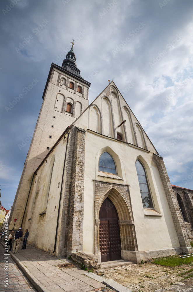 St Nicholas church on a cloudy day in Tallinn, Estonia.