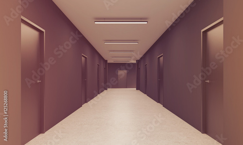Long corridor in office, toned