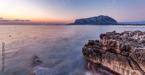 Morning Coast Sunrise on Island Sicily in Italy  Europe with sunr