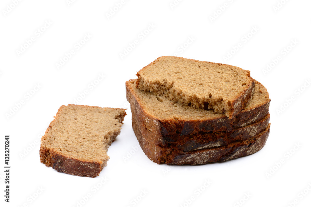 Sliced rye bread isolated on white background