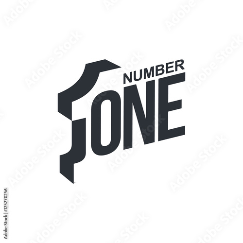 Black and white number one diagonal logo template, vector illustrations isolated on white background. Graphic logo with diagonal logo with three dimensional number one photo