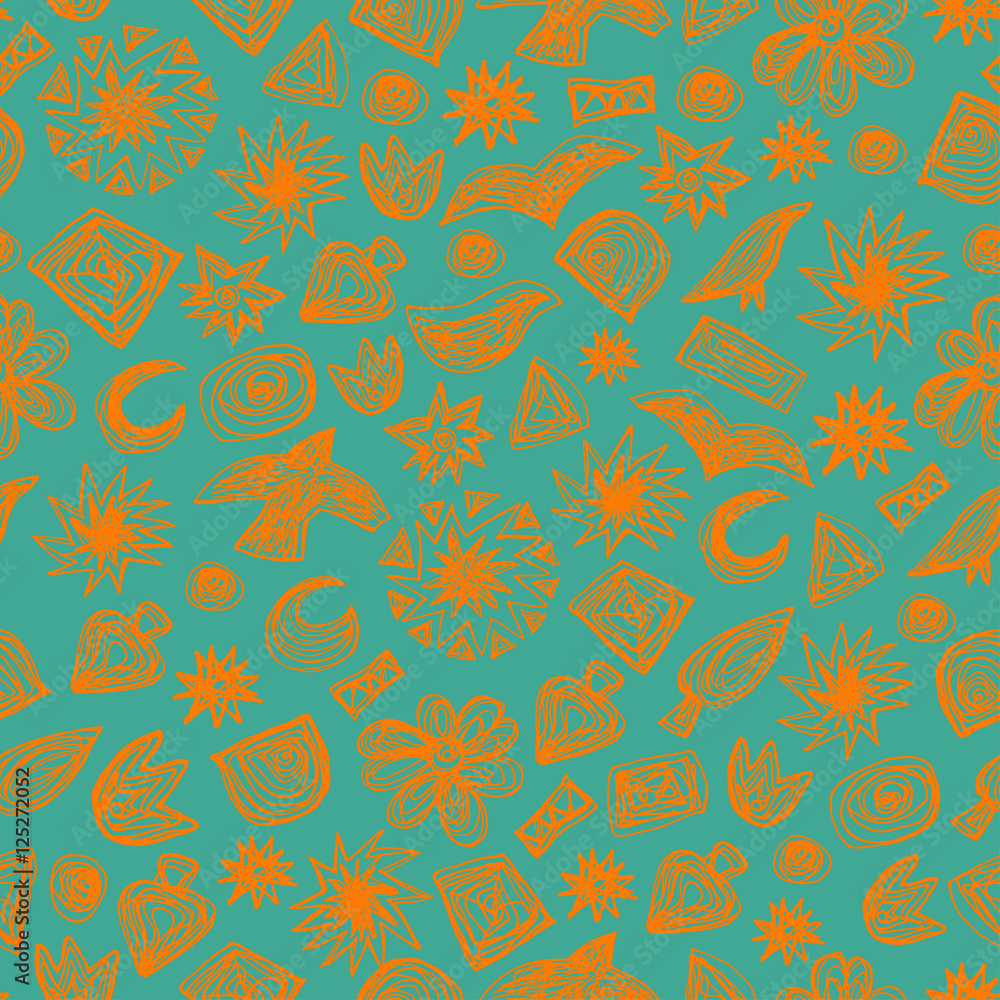 Seamless doodle pattern. Vector hand drawn pattern. Kids theme. Great for package or fabric design.