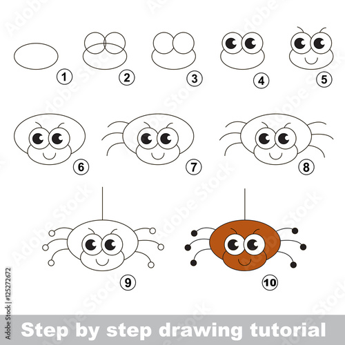 The funny spider. Drawing tutorial.