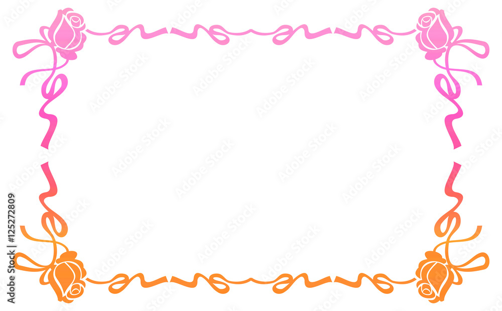 Naklejka premium Beautiful gradient frame with roses.