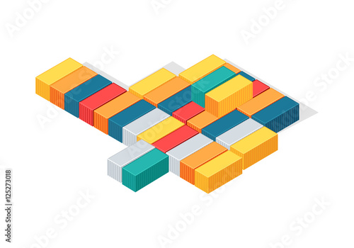 Sea Containers in Isometric Projection Vector