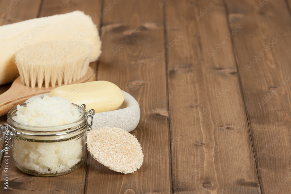 Handmade Lemon Scrub With Coconut Oil. Toiletries, Spa Set. Handmade Lemon Scrub With Coconut Oil. Toiletries, Spa Set.