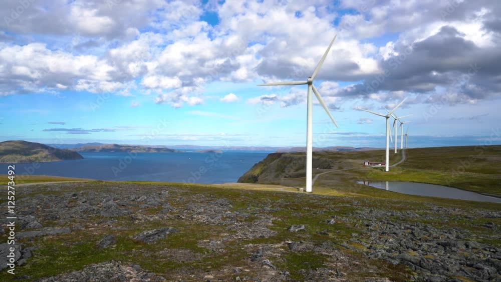 Windmills for electric power production. Arctic View Havoygavelen windmill park, Havoysund, Northern Norway. Windmills for electric power production. Arctic View Havoygavelen windmill park, Havoysund, Northern Norway.