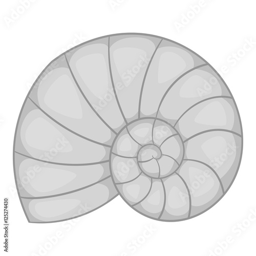 Sea shell icon. Gray monochrome illustration of sea shell vector icon for web design
