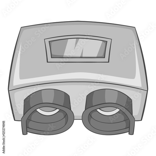 Eye checking machine icon. Gray monochrome illustration of eye checking machine vector icon for web design