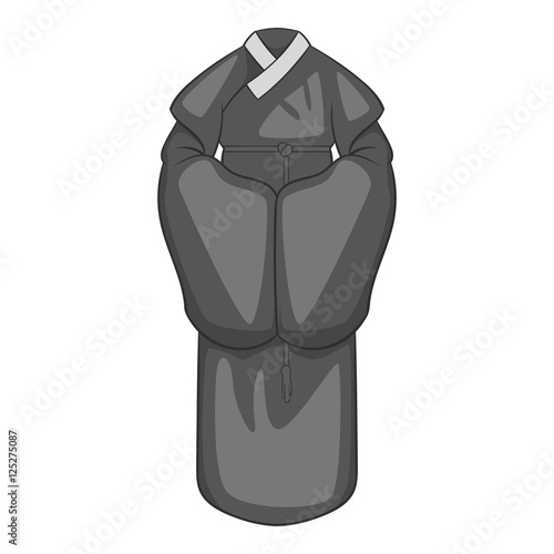 Korean traditional clothes icon. Gray monochrome illustration of korean clothes vector icon for web design