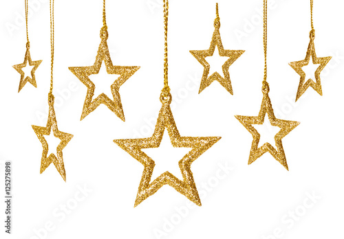 Christmas Star Hanging Decoration, New Year Stars Set, Isolated