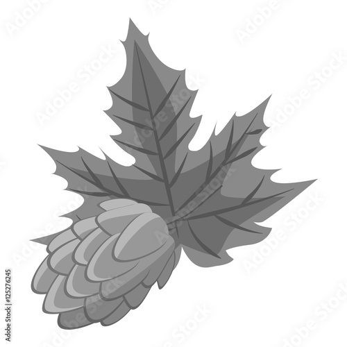 Hop cone icon. Gray monochrome illustration of hop cone vector icon for web