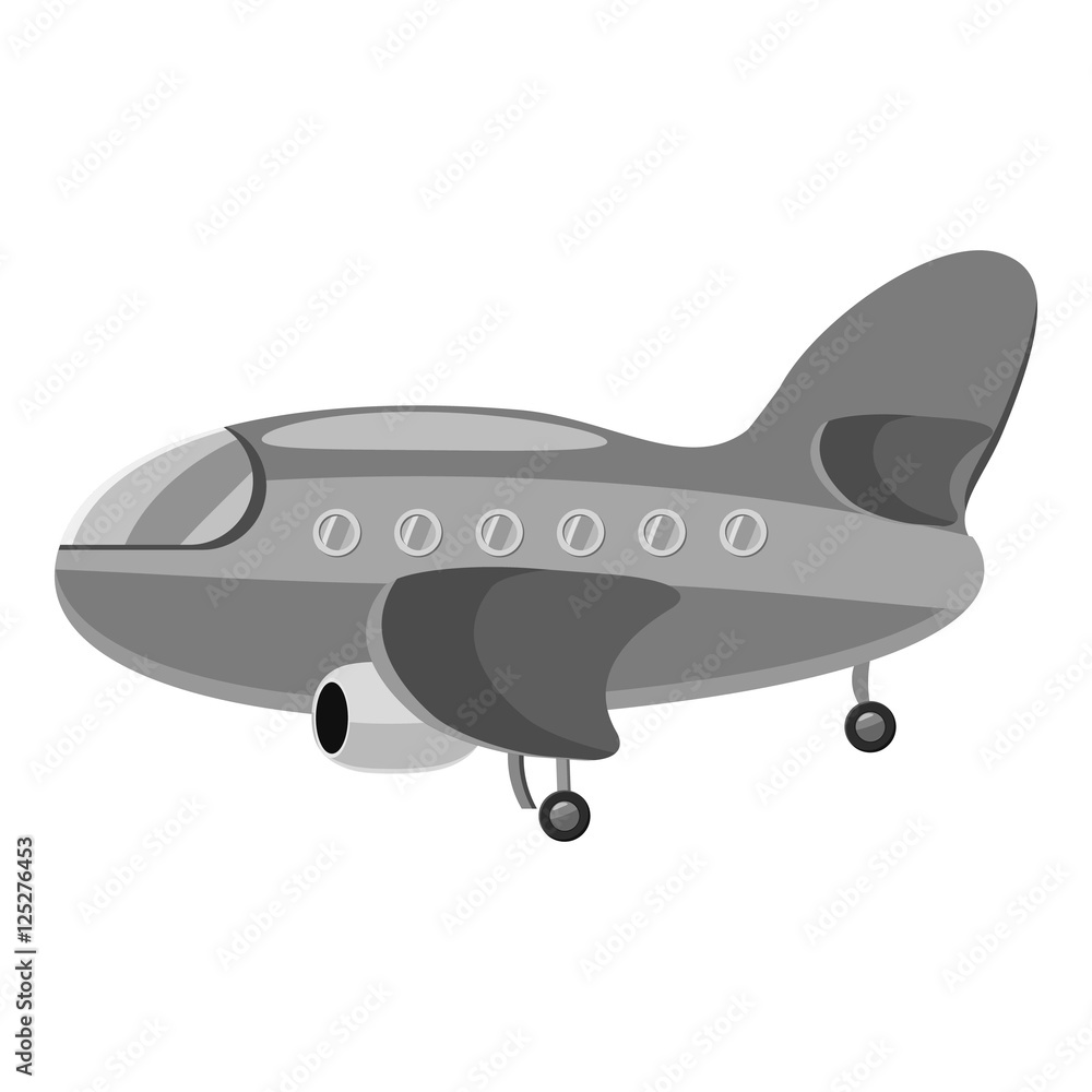 Airplane icon. Gray monochrome illustration of airplane vector icon for web Airplane icon. Gray monochrome illustration of airplane vector icon for web