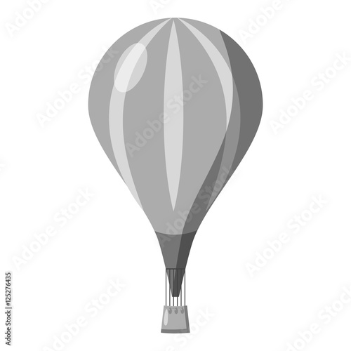 Air balloon icon. Gray monochrome illustration of air balloon vector icon for web