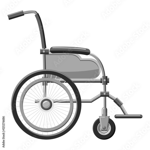 Wheelchair icon. Gray monochrome illustration of wheelchair vector icon for web