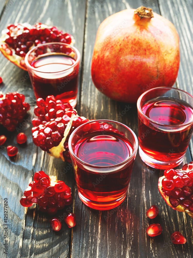 Pomegranate juice with fresh fruits and mint Pomegranate juice with fresh fruits and mint