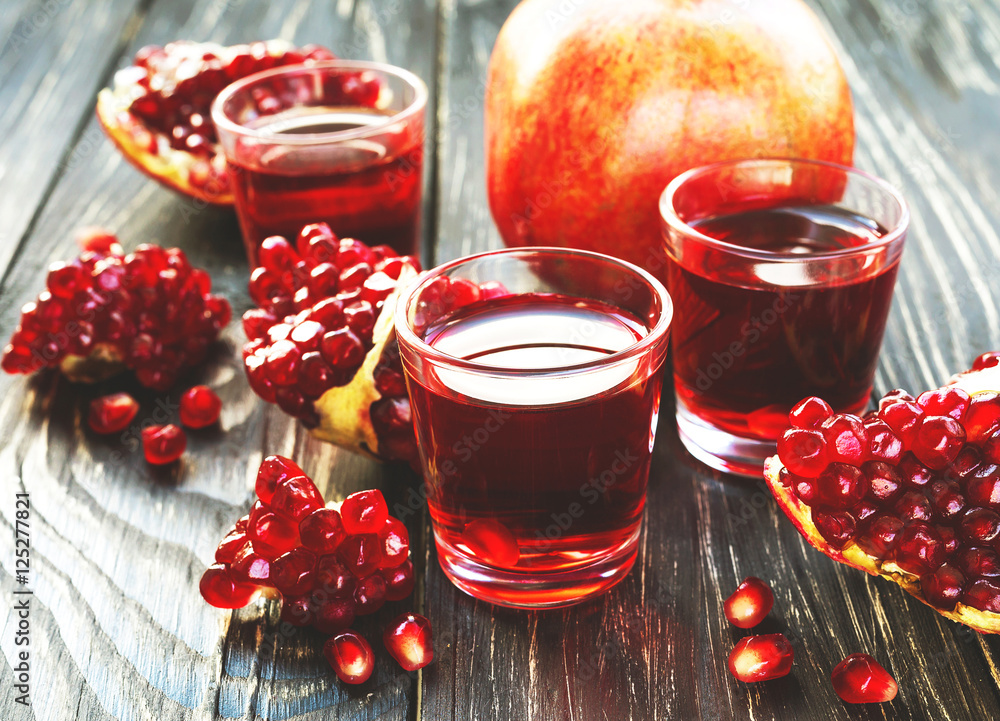 Pomegranate juice with fresh fruits and mint Pomegranate juice with fresh fruits and mint