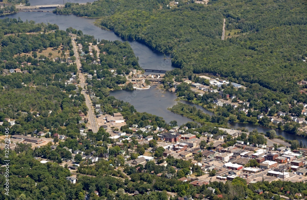 aerial view of Parry Sound, Ontario Canada 