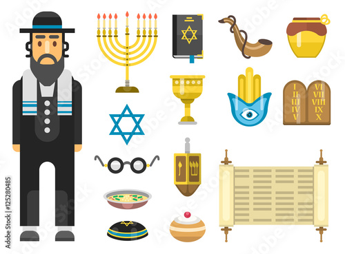 Jew icons vector set.