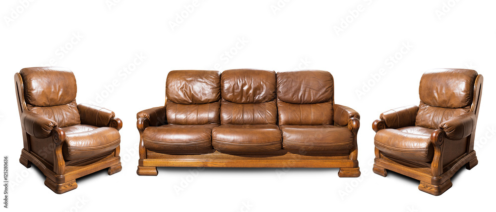 Obraz premium Brown classical sofa on white background.