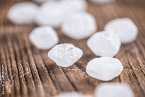 White Rock Candy on wooden background