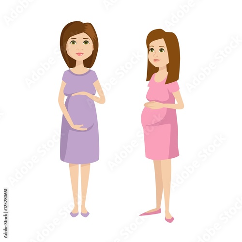 Young pregnant woman character vector