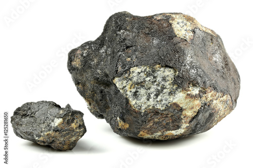 fragments of the Chelyabinsk meteorite (fallen 15 February 2013) isolated on white background