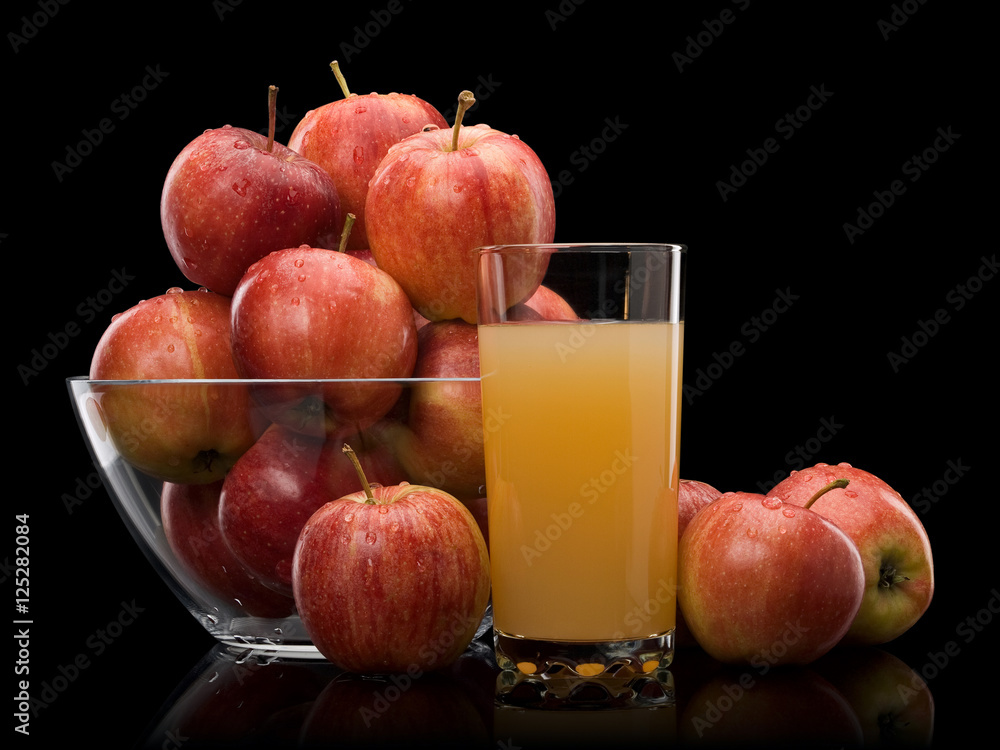 Ripe apples and juice with pulp Ripe apples and juice with pulp