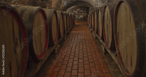 Obraz na plátne wine barrels in cellar