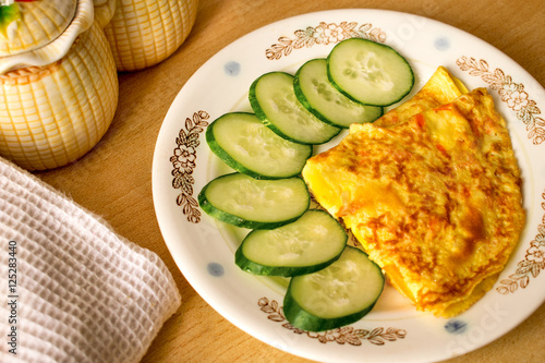 Delicious omelette with vegetable juices.
