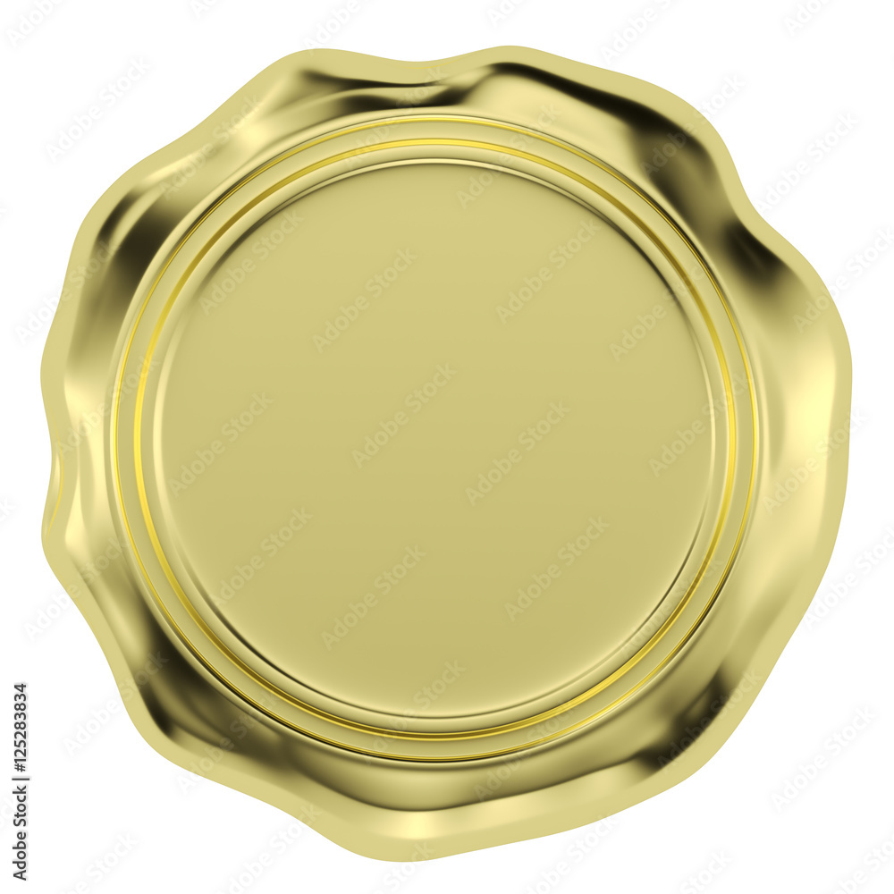 Golden wax seal isolated on white background Golden wax seal isolated on white background