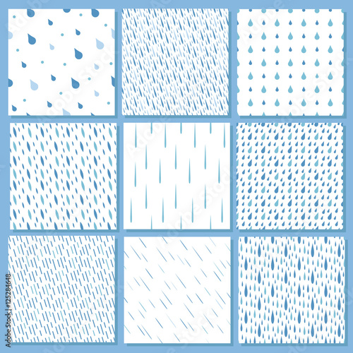 Rain drops pattern vector set.