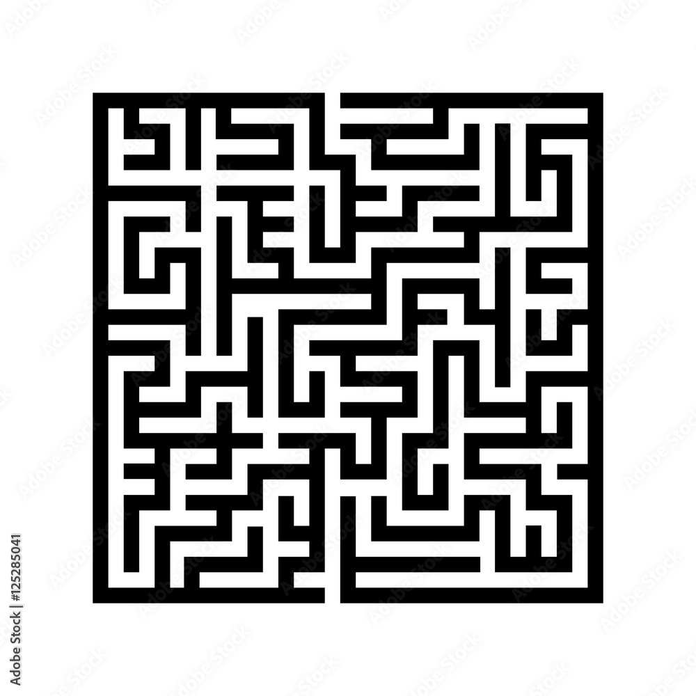 Labyrinth shape design element. One entrance and one exit. Maze