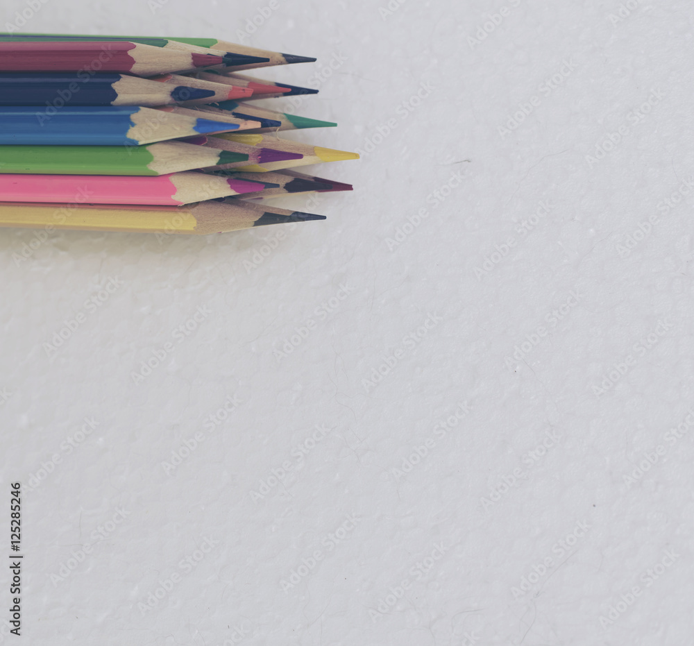 A studio close up photo of coloring pencils A studio close up photo of coloring pencils