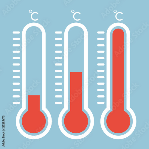  Red thermometers with different levels