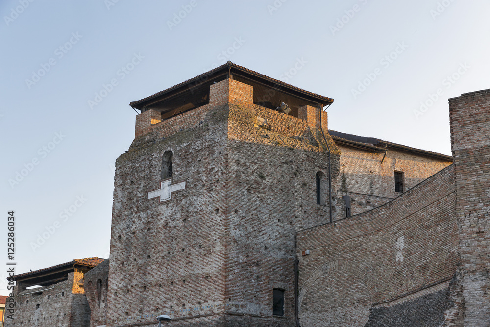 Walls of medieval Sigismondo Castle in Rimini, Italy.