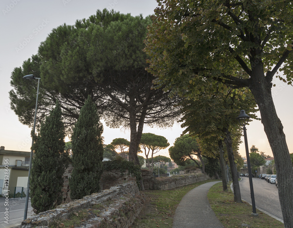 Ancient city walls in Rimini, Italy. Ancient city walls in Rimini, Italy.
