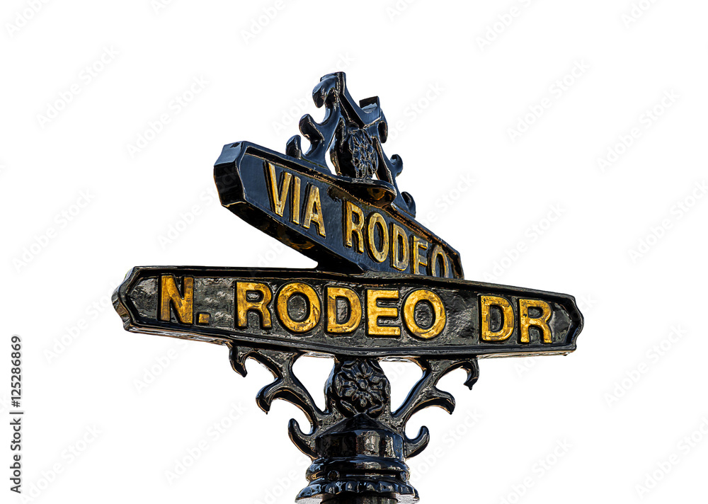 Fototapeta premium Znak Rodeo Drive w Beverly Hills, Los Angeles - obraz na białym tle