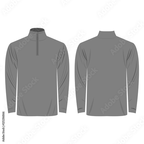 Half-Zipper long sleeve grey Shirt isolated vector on the white background