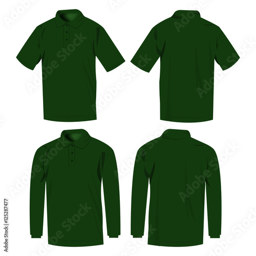 green polo shirt and polo with long sleeve isolated vector set