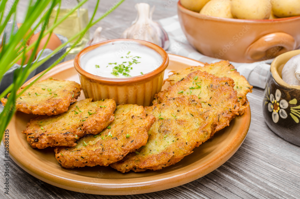 Potato pancakes with cheese