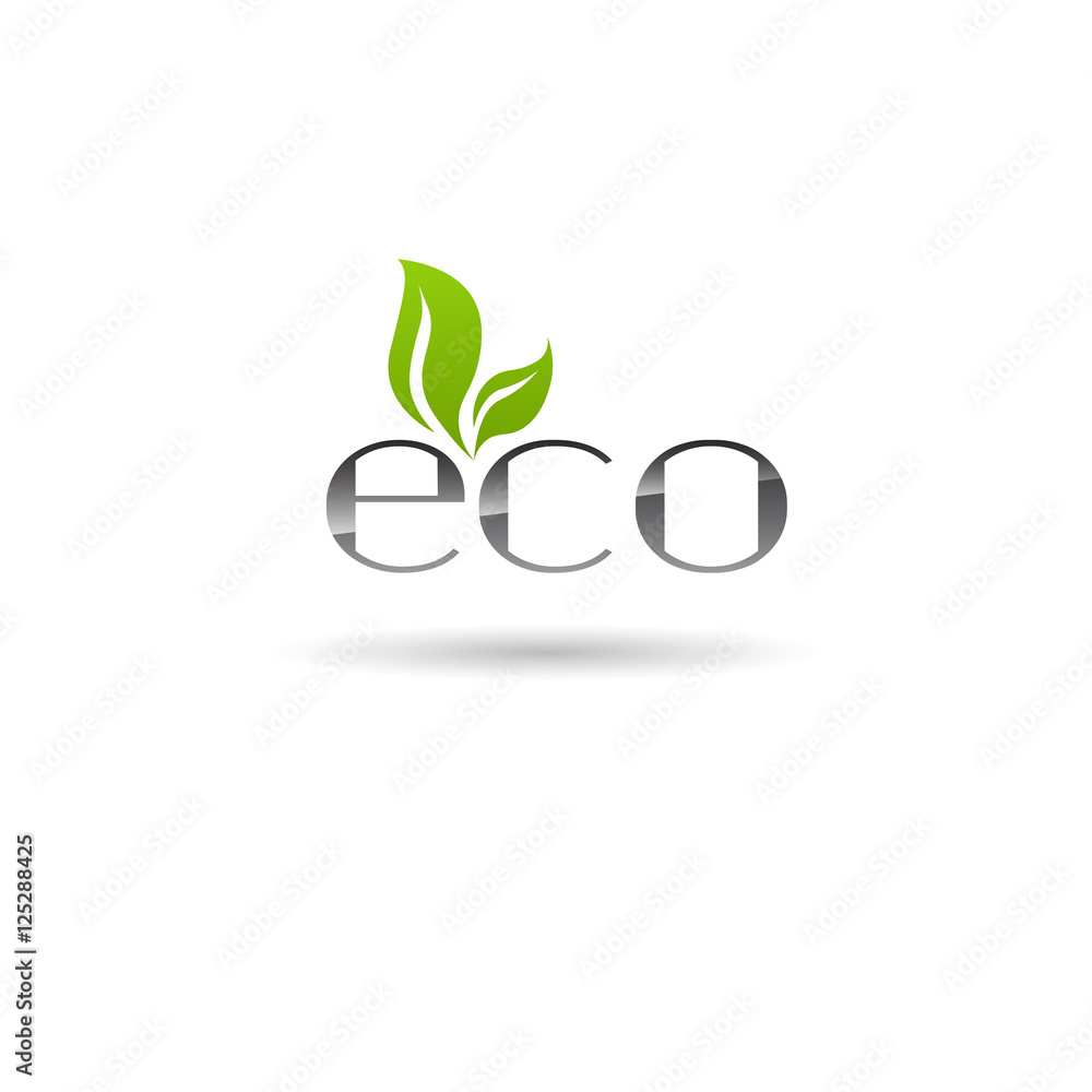 Eco Friendly Organic Natural Product Web Icon Green Logo Flat Vector Illustration